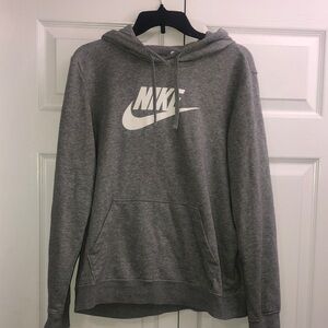 Nike Heather Gray Hoodie with White Logo